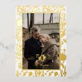 Invitation En Aluminium Fleur sauvage Gold Leaf 50E Mariage Anniversaire F (Recto)