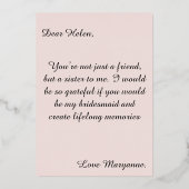 Invitation En Aluminium Fleur sauvage rose Bridesmaid (Verso)