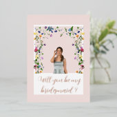 Invitation En Aluminium Fleur sauvage rose Bridesmaid (Debout devant)