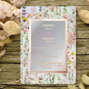 Invitation En Aluminium Fleur sauvage rustique Pastel Garden Mariage