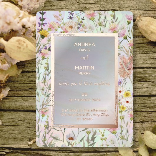 Invitation En Aluminium Fleur sauvage rustique Pastel Garden Mariage