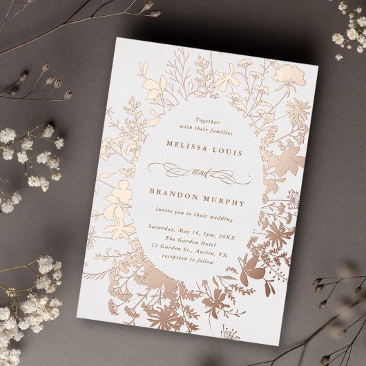 Invitation En Aluminium Fleur sauvage Silhouette Oval Frame Mariage Rose O