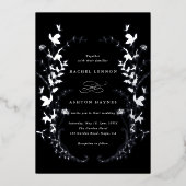 Invitation En Aluminium Fleur sauvage Silhouette Wreath Black Mariage Silv (Recto)
