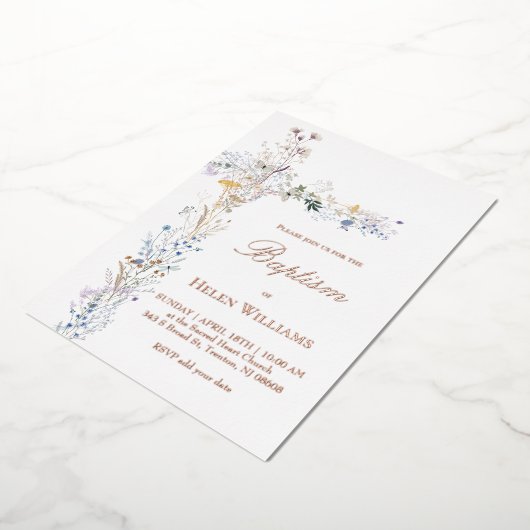 Invitation En Aluminium fleur sauvage traversent le baptême (Rotation)