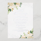 Invitation En Aluminium Fleur SILVER FOIL 25e anniversaire (Recto)