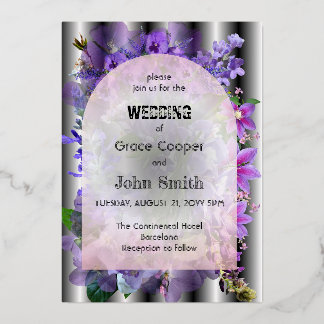 Invitation En Aluminium fleuri violet avec arrière - plan illusionnaire