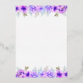 Invitation En Aluminium Fleuron mauve mariage fleuri or rose (Verso)