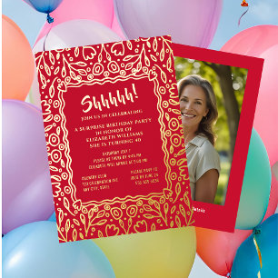 Invitation En Aluminium Fleurs 40e Anniversaire Surprise Photo Personnalis