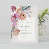 Invitation En Aluminium Fleurs à la gouache (Debout devant)