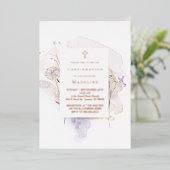 Invitation En Aluminium fleurs aquarelle Confirmation (Debout devant)