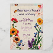 Invitation En Aluminium Fleurs arc-en-ciel - Collage moderne (Recto)