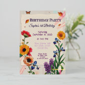 Invitation En Aluminium Fleurs arc-en-ciel - Collage moderne (Debout devant)