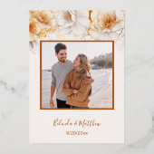 Invitation En Aluminium Fleurs blanches d'or (Verso)