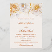 Invitation En Aluminium Fleurs Blanches Dorées (Recto)