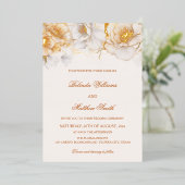 Invitation En Aluminium Fleurs Blanches Dorées (Debout devant)