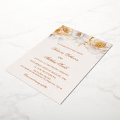 Invitation En Aluminium Fleurs Blanches Dorées (Rotation)