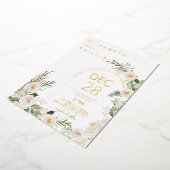 Invitation En Aluminium Fleurs blanches rustiques Mariage de verdure hiver (Rotation)