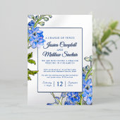 Invitation En Aluminium Fleurs bleues de Delphinium changement de mariage  (Debout devant)