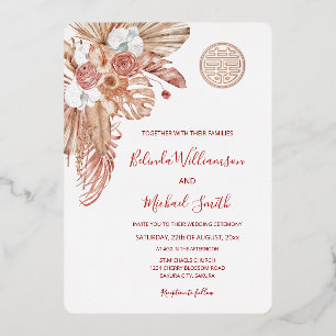 Invitation En Aluminium Fleurs bohèmes aquarelles Mariage chinois