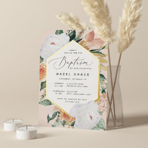Invitation En Aluminium Fleurs Bohèmes Baptême Floral Moderne