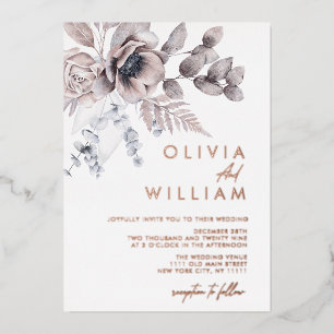 Invitation En Aluminium Fleurs Botaniques Hivernales Noël Mariage