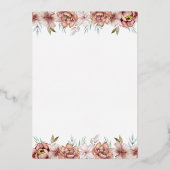 Invitation En Aluminium Fleurs d'aquarelle en terre cuite mariage argent (Verso)