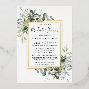 Invitation En Aluminium Fleurs d'aquarelle Fête de mariage 2 Cadres Or