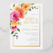 Invitation En Aluminium Fleurs d'aquarelle gras Baby shower Brunch (Recto)