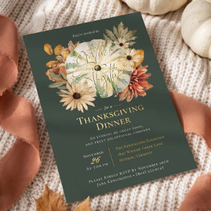Invitation En Aluminium Fleurs d'automne de citrouille de dîner de Thanksg