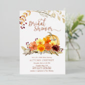 Invitation En Aluminium Fleurs d'automne et Fête des mariées Citrouille Ro (Debout devant)