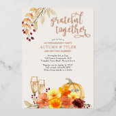 Invitation En Aluminium Fleurs d'automne Grateful Together Engagement Part (Recto)