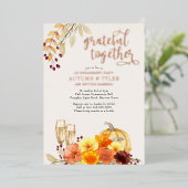 Invitation En Aluminium Fleurs d'automne Grateful Together Engagement Part (Debout devant)