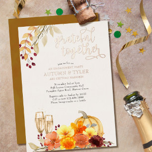 Invitation En Aluminium Fleurs d'automne Grateful Together Engagement Part