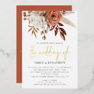 Invitation En Aluminium Fleurs d'automne rustiques Terracotta Mariage Glam