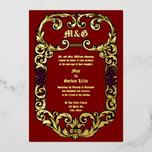 Invitation En Aluminium Fleurs de bordure vintage 1913 Mariage