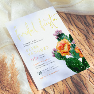 Invitation En Aluminium Fleurs de cactus brillantes Fête des mariées Fiest