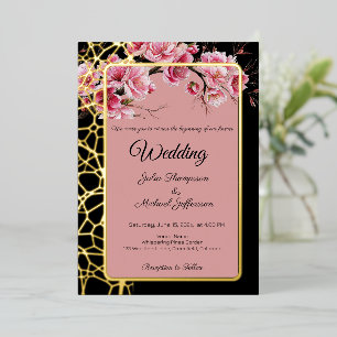 Invitation En Aluminium Fleurs de cerisier Rose Poudrée Romantique Françai