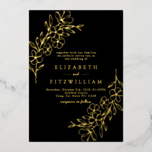 Invitation En Aluminium Fleurs de cerisier simples en feuille d'or Mariage