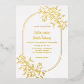 Invitation En Aluminium Fleurs de la Forêt Sauvage Feuilles de Mariage Bot (Recto)