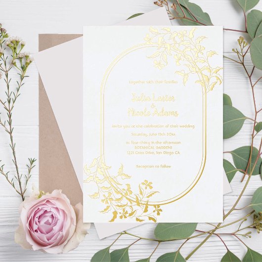 Invitation En Aluminium Fleurs de la Forêt Sauvage Feuilles de Mariage Bot
