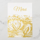Invitation En Aluminium fleurs de lotus dorées - Merci Foil  (Recto)