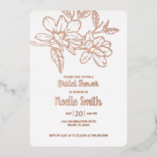 Invitation En Aluminium Fleurs de magnolia élégantes, douche de mariée