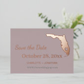 Invitation En Aluminium Fleurs de mariage en Floride, Rose Gold Save The D (Debout devant)