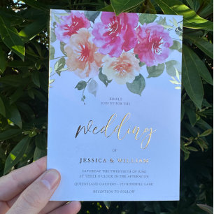 Invitation En Aluminium Fleurs de mariage printanières colorées vibrantes 