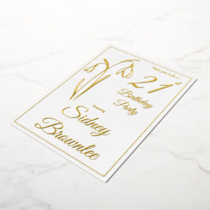 Invitation En Aluminium Fleurs de neige pour 21e anniversaire noir et blan