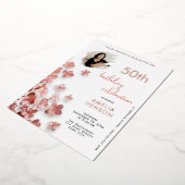 Invitation En Aluminium Fleurs de Parties scintillant rose Floral 50e anni (Rotation)