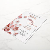 Invitation En Aluminium Fleurs de Parties scintillant rose Floral 50e anni (Rotation)