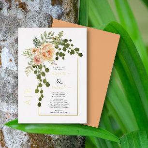 Invitation En Aluminium Fleurs de pêche et arche de mariage véritable feui