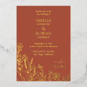 Invitation En Aluminium Fleurs de prairie Mariage en terre cuite (Recto)