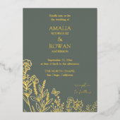 Invitation En Aluminium Fleurs de prairie Sirocco Mariage vert (Recto)